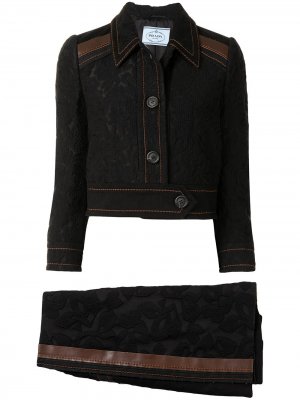 Комплект из джинсовой куртки и юбки Prada Pre-Owned. Цвет: черный