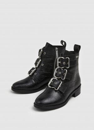 Женские ботинки на молнии , черные Pepe Jeans London. Цвет: черный