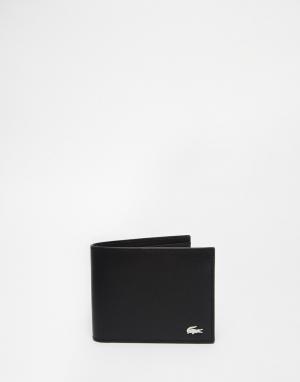 Классический кожаный бумажник Lacoste. Цвет: черный