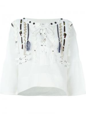 Декорированный свитер-туника Toga. Цвет: белый