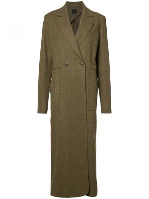 Двубортное пальто Josh Goot. Цвет: коричневый