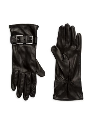Подпоясанные кожаные перчатки, черный Portolano