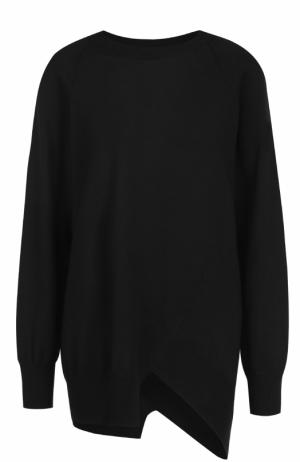 Шерстяной пуловер свободного кроя с круглым вырезом Yohji Yamamoto. Цвет: черный