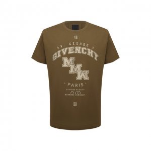 Хлопковая футболка Givenchy. Цвет: хаки