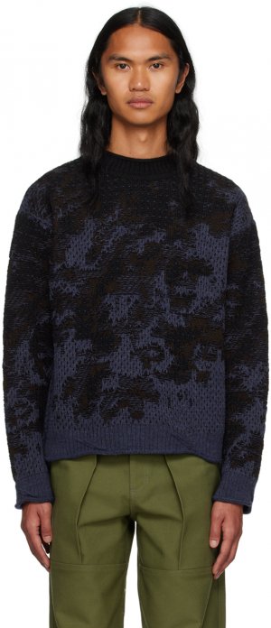 Черно-фиолетовый свитер с воротником-стойкой Serapis