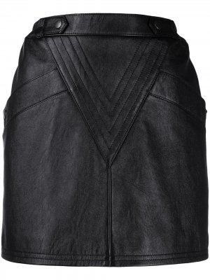 Кожаная юбка мини Saint Laurent. Цвет: черный
