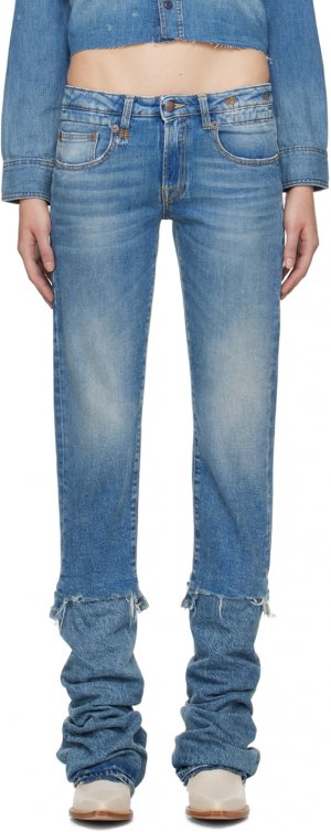 Синие прямые джинсы с рваными краями для мальчика R13