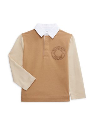 Рубашка-поло с цветными блоками для маленьких мальчиков и , бежевый Burberry