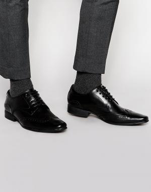 Строгие черные туфли на шнуровке Front. Цвет: черный