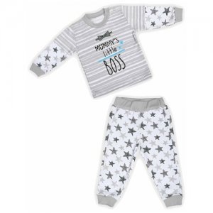 Пижама для мальчика Babyglory Little BOSS (интерлок) серый 32-98. Цвет: серый