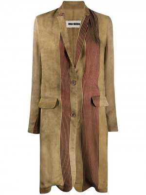 Пальто с полосками Uma Wang. Цвет: коричневый