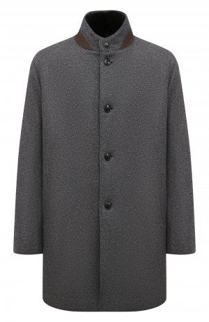 Кашемировое пальто с меховой подкладкой Andrea Campagna. Цвет: серый