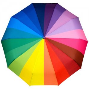 Зонт Радуга,, 10 спиц!!! полуавтомат, 3 сл., арт.590 Amore. Цвет: синий/розовый/фиолетовый/красный/оранжевый/зеленый/голубой/желтый