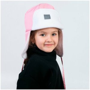 TH21-317061002 Зимняя шапка-ушанка со светоотражающим шевроном, розовый с белым(46-50) TUOT. Цвет: розовый/белый