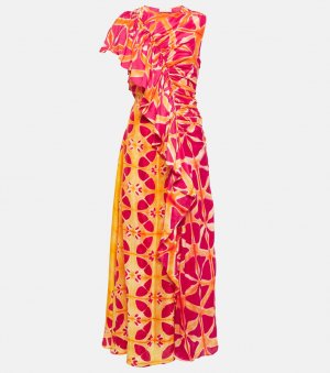 Платье макси Lali из шелка с принтом ULLA JOHNSON, разноцветный Johnson