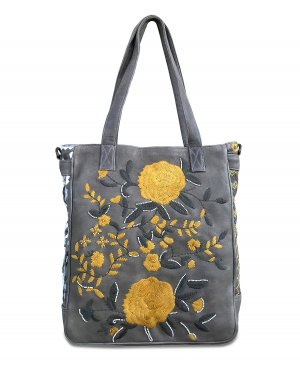 Женская большая сумка Flora Soul с ручной вышивкой OLD TREND, серый Trend