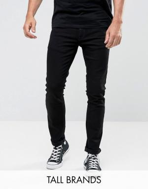 Черные выбеленные удлиненные джинсы скинни TALL Nudie Jeans. Цвет: черный