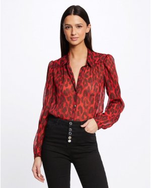 Женская рубашка с длинным рукавом леопардовым принтом , мультиколор Morgan