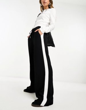 Брюки Jogger Style Tailored With Side Stripe, черный/белый River Island