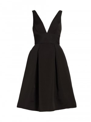 Платье Faille с глубоким V-образным вырезом , черный Amsale
