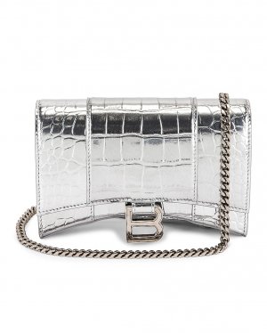 Сумка-клатч Hourglass Wallet On Chain, серебряный Balenciaga