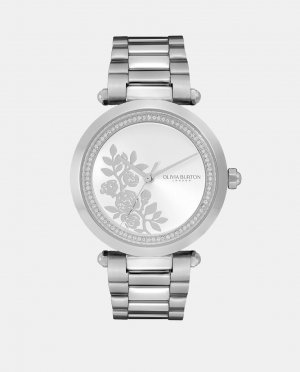 Цветочные 24000042 стальные женские часы , серебро Olivia Burton