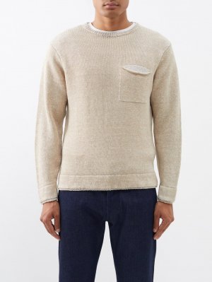 Льняной свитер с накладными карманами, бежевый Inis Meáin