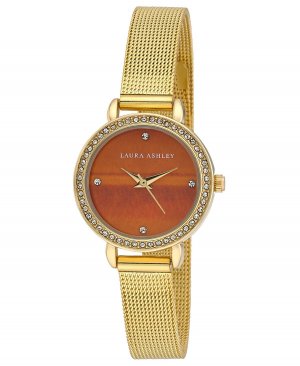 Женские часы из сплава с драгоценными камнями и золотистым браслетом, 26 мм , коричневый Laura Ashley