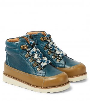 Кожаные ботинки на шнуровке , синий Petit Nord