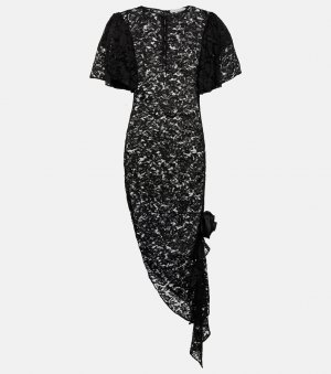 Асимметричное кружевное платье миди , черный Alessandra Rich