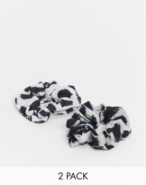 Набор из 2 резинок для волос с леопардовым принтом -Мульти South Beach
