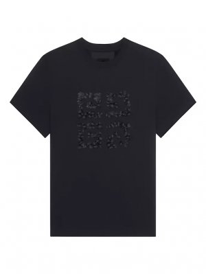 Хлопковая футболка с цветочной эмблемой 4G , черный Givenchy