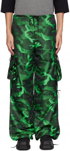 Эксклюзивные зеленые брюки карго с камуфляжным принтом SSENSE Anna Sui