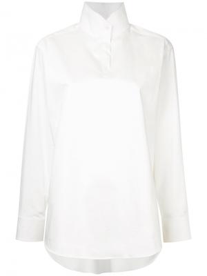 Блузка свободного кроя со стоячим воротником Bevza. Цвет: белый