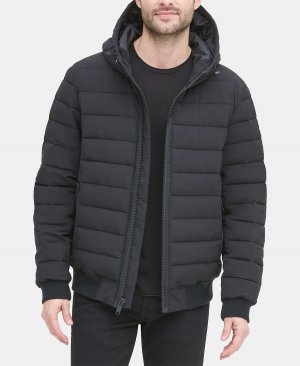 Мужская стеганая куртка-бомбер с капюшоном , черный DKNY