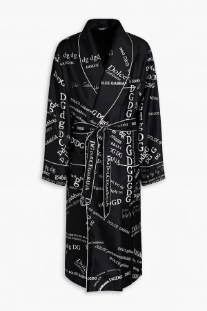 Пальто из шелкового твила с логотипом DOLCE & GABBANA, черный Gabbana