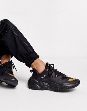 Черные сетчатые кроссовки для бега на массивной подошве -Черный цвет Nokwol