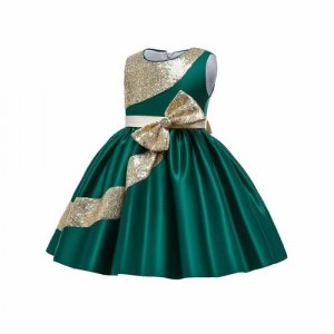 Платье , размер 100, золотой, зеленый Perfect. Цвет: золотистый/зеленый