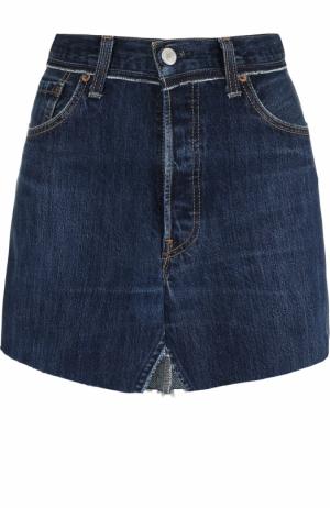 Джинсовая мини-юбка с потертостями Vetements. Цвет: темно-синий