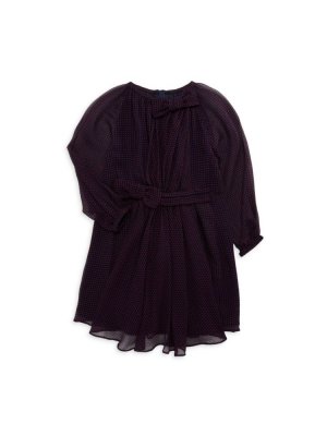Шелковое мини-платье в горошек для маленьких девочек и девочек, фиолетовый Burberry