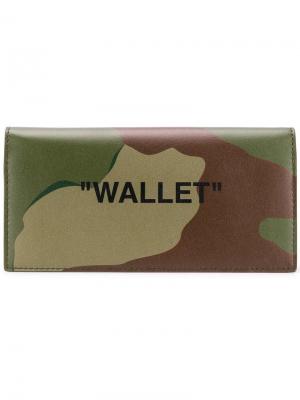 Камуфляжный бумажник Off-White. Цвет: зеленый