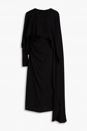 Платье миди из эластичного кади с эффектом кейпа и драпировкой VALENTINO GARAVANI, черный Garavani