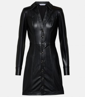 Платье-рубашка garrett из искусственной кожи , черный Veronica Beard
