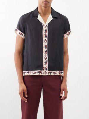 Шелковая рубашка taureau с короткими рукавами , черный Bode
