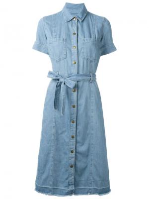 Джинсовое платье с поясом Current/Elliott. Цвет: синий