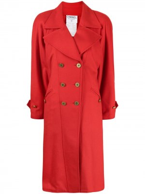 Кашемировое пальто 1994-го года с пуговицами CC Chanel Pre-Owned. Цвет: красный
