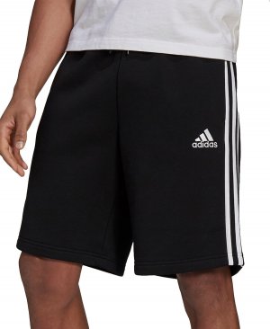 Мужские флисовые шорты 10 дюймов с тремя полосками adidas, черно-белый Adidas