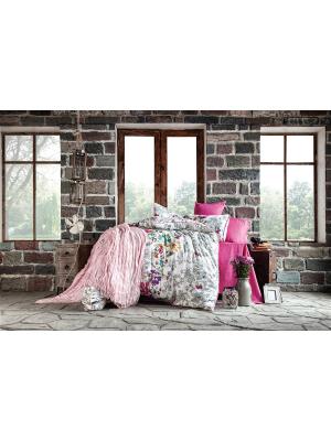 Комплект постельного белья LIMMA сатин, 200ТС, 100% хлопок, евро ISSIMO Home. Цвет: розовый