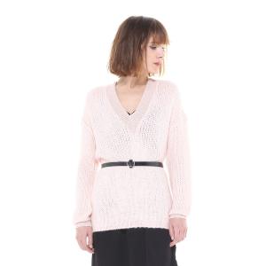 Пуловер из плотного трикотажа с V-образным вырезом CHARLISE. Цвет: розовая пудра,темно-синий