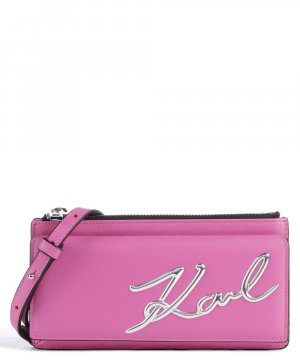 Фирменная сумка через плечо из мелкозернистой яловой кожи. , розовый Karl Lagerfeld